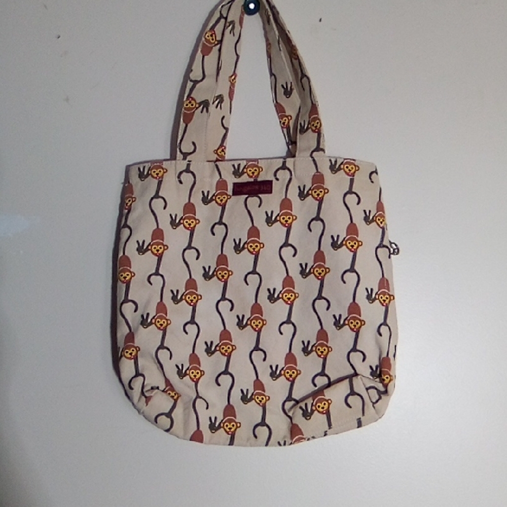 BUNGALOW 360Canvas Monkey Print Tote Bag in Cream